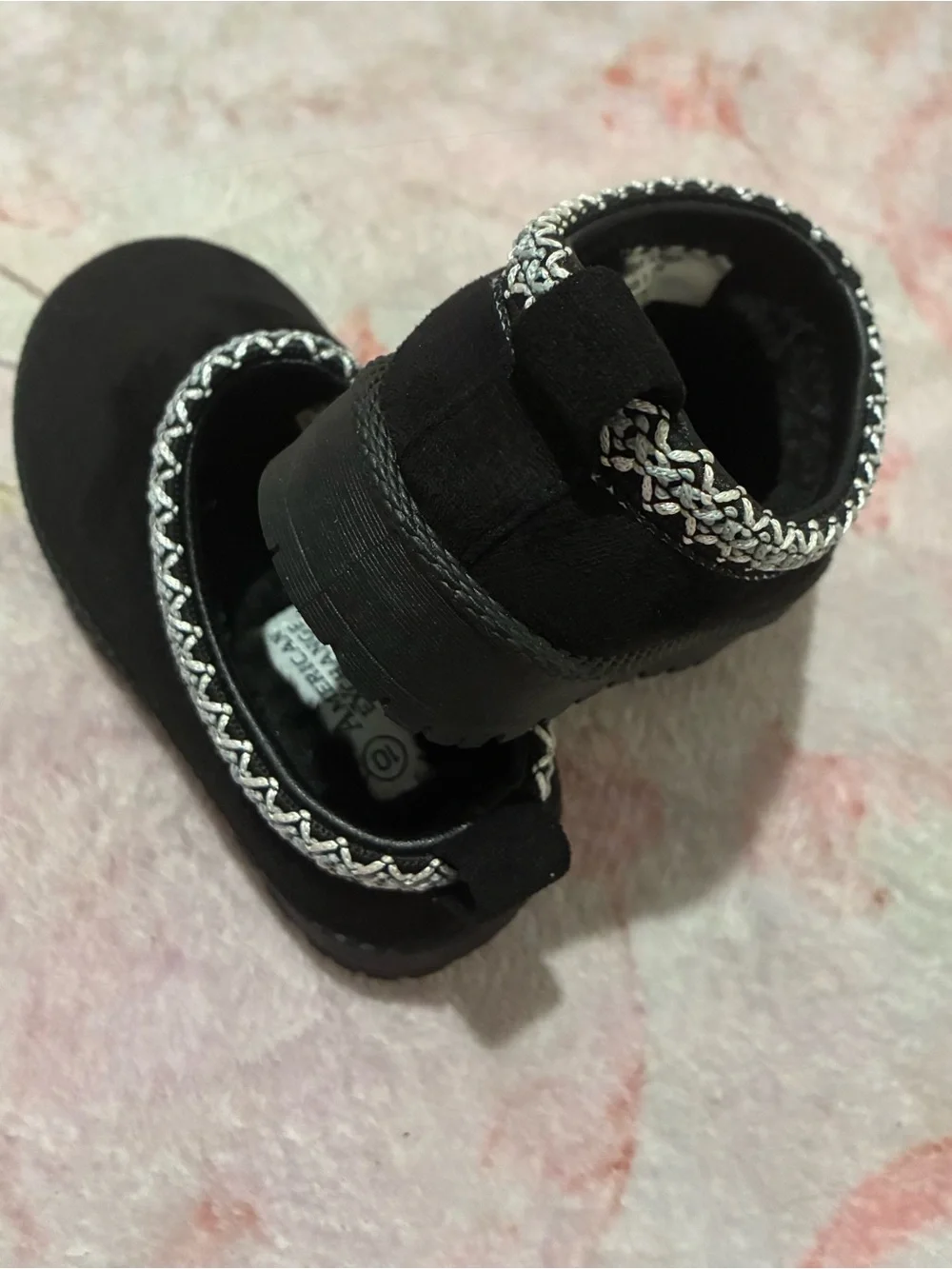 American Exchange Black Kids Slip-On Shoes with Silver Trim